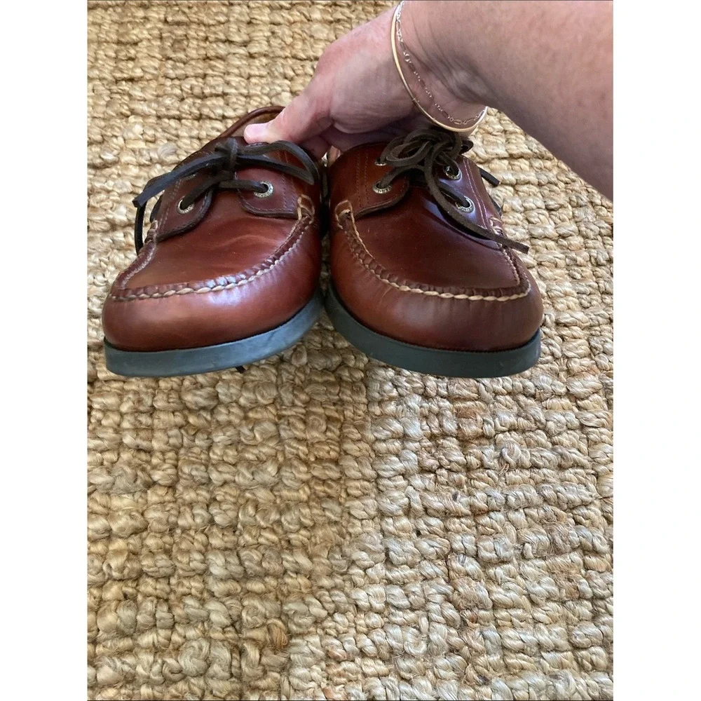 L.L. Bean Men's Chestnut Brown Leather Boat Shoe Size 10.5D Loafers‎ Slip On